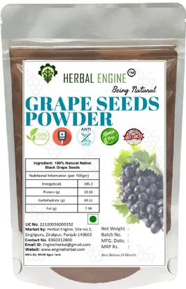 HERBAL ENGINE 100% Natural Certified Grape Seeds Powder 850grm