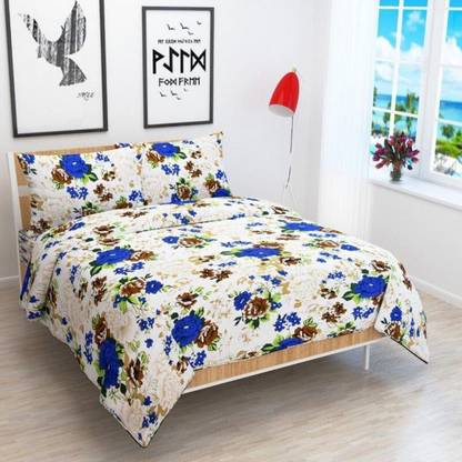 Feather Touch Polycotton Double Flat 150 TC Printed Bedsheet