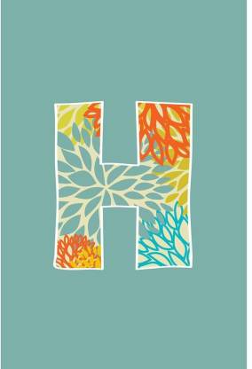 Floral Letter H Unframed Paper Poster 12inch x 18inch (30.5cms x 45.7cms) Paper Print