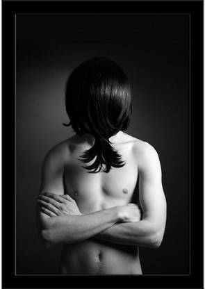 Young Naked Man With A Strange Head Framed Art Print Paper Print