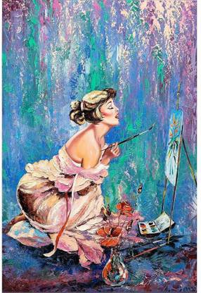 The Beautiful Girl Drawing A Picture Unframed Paper Poster Paper Print