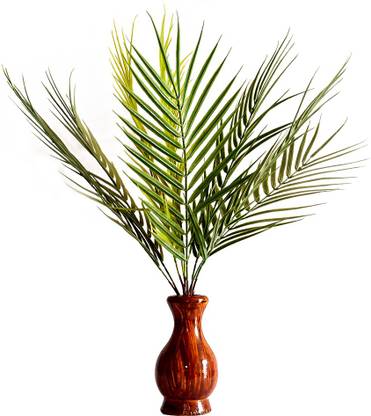 RASHMI CREATION Best for Home Office or Gift with Pot PALM leaf Artificial Plant with wooden Surahi pot Artificial Plant  with Pot