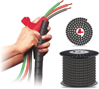 NOVEAU SAFE-T 1ST Cable Wire Zipper 15 MM - 10 Meters Black - Pack For Home Use Flexo Wrap Resealable Cable Sleeve