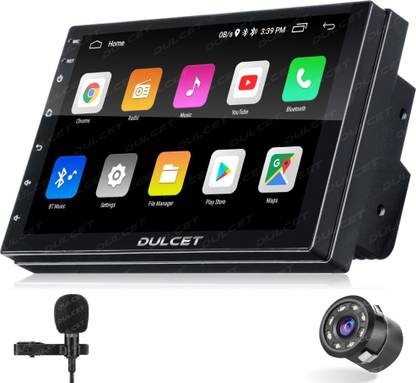 DULCET DC-216AT 240W Universal Fit Double Din 7 inch Android 9.0 Car Stereo with 2GB RAM / 16 GB Internal Memory / Quad Core Processor / HD IPS Display / Capacitive Touch Screen / Gorilla Glass Protection & External Microphone that supports Split Screen / Wifi / GPS Navigation / Bluetooth / Dual USB Input / FM Radio / Wireless Android & iOS Screen Mirroring (Also, Includes an 8 LED Night Vision Car Rear View Parking Camera) DC-216AT 2GB/16GB with Camera Car Stereo