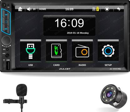 DULCET DC-9911T PRO 240W Universal Fit Double Din 7 inch Touch Screen Car Stereo with HD Display / Capacitive Touch Screen / External Microphone & Remote Control it supports Bluetooth / USB / FM / AUX / SD Card / Android & iOS Screen Mirroring (Also, Includes an 8 LED Night Vision Car Rear View Parking Camera) DC-9911TC PRO Car Stereo