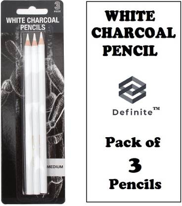 Definite White Color Charcoal Pencil for Expressive Portrait, Drawings, Shading on Black Tinted Paper Perfect for Beginners and Professionals, Students and Adults Round Shaped Color Pencils