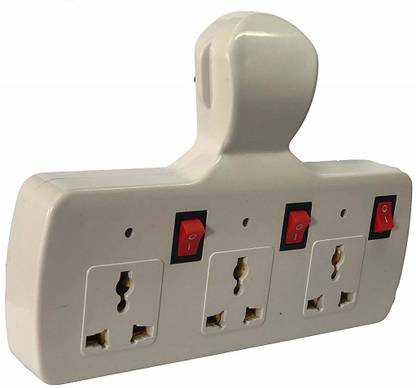 MOONZA 3 Pin Plug 2 Way ABS Plastic 3+3 Multiplug Universal Socket with LED Indicators with Individual Switches and Fuse 12 A Five Pin Socket