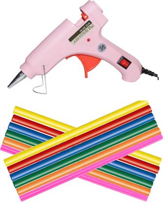 T Gum Fairsdeal - 20 watt / Pink and orange/ with 12 color glue sticks/ with on-off button/ with indicator/ with stand/ with high quality/ hot melt Standard Temperature Corded Glue Gun