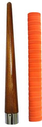 Dinetic Set of 1 Cricket Bat Orange Grip + One Wooden Cone Chevron