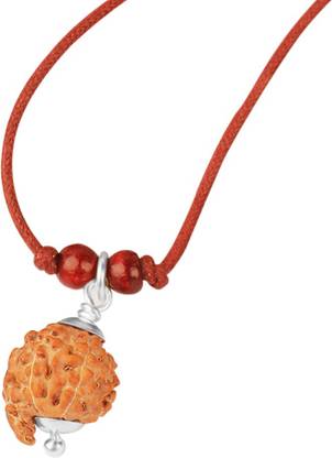 Rudra Centre Ganesh Java/Indonesia Rudraksha Pendant in Silver Capping with Thread Silver Pendant