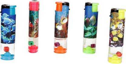 ASRAW Refillable Lighter Pack of 5 Multicolor Aqua Print Lighters - Pocket Lighters Pocket Lighter