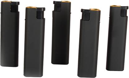 ASRAW Refillable Lighter Pack of 5 Matte Black Wind Proof Matt Finish Lighters with Changeable body Panels - Jet Flame Pocket Lighters Pocket Lighter