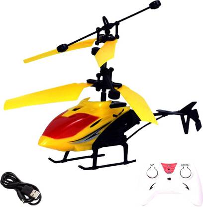 BACKGAMMON Remote Control Indoor Helicopter with Infrared Sensor 3D Flashing Light and USB Charger (Yellow)