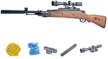 IndusBay Karabiner 98 Kar98K Sniper Rifle K98 Toys Gun Set - Assault Sniper Rifle with Simulation 4X Design Scope, with 100 water crystal Jelly and 100 BB Bullets for Kids Boys … Guns & Darts