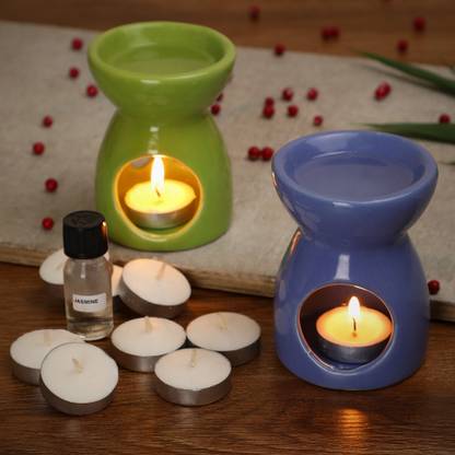 Flipkart SmartBuy Lemon Grass Diffuser Set Pack of 2, with 10 Candles, Lemon Grass Aroma Oil