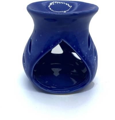 Nutra Earth Aroma Diffuser Ceramic essetial oil burner diffuser with (3 FREE Tealight candle) for home décor (Blue)