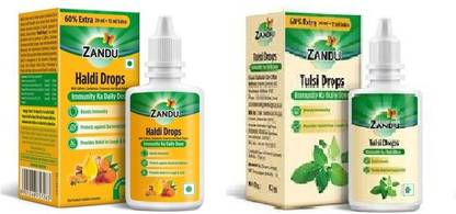 ZANDU Haldi & Tulsi Immunity Booster Drops - Set of 2 - 32ml Each