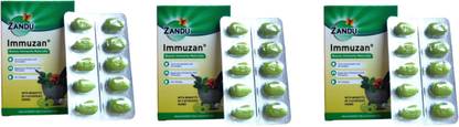 ZANDU Immunity Booster Immuzan Tablets - Pack of 3 - 30Tablet Each