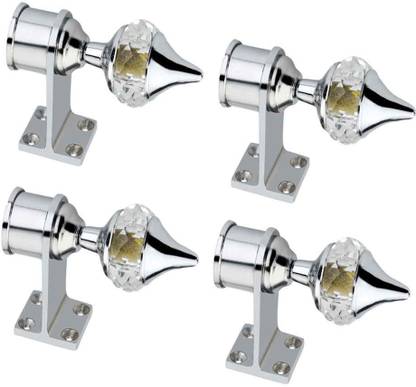 GROWNIX White, Silver Curtain Hooks, Curtain Knobs, Curtain Rods, Rod Rail Bracket Metal