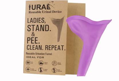 URAL Easy Pee Female Silicone Portable Urination Device (Purple - Lightweight Travel Urinal Funnel to enable Women / Ladies / Girls to Stand up and Pee Reusable Female Urination Device (Purple, Pack of 1) Reusable Female Urination Device
