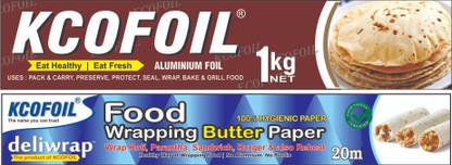 Kcofoil foil 1kg net 18 micron aluminium foil and free 20m food wrapping organic paper worth rs199 Aluminium Foil
