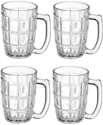 ROLLBOY (Pack of 4) (Pack of 4) Thailand Beer Mug Transparent, Heavy Base, Crystal Clear Glass 400 ml Set of 4 Glass Set (400 ml, Glass) Glass Set Beer Mug