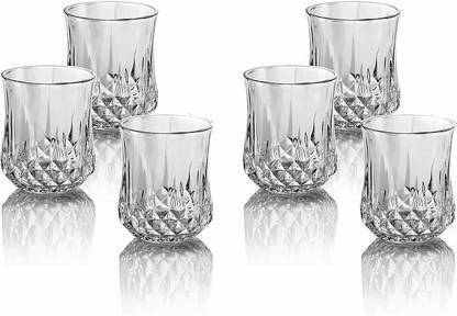 Carezone (Pack of 6) Made Full Lead Crystal Whiskey Glass Set of crystal Diamond, Old Fashioned Whiskey Glasses Rocks Barware for Scotch, Bourbon, Liquor and Cocktail Drinks Tableware Party Beverage Whiskey Glass 310 ml Glass Set Whisky Glass