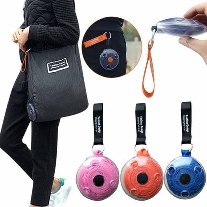 varahry Fold able Roll Up Polyester Shopping Tote Bag,Reusable Space Saving with Plastic Round Box,Eco-friendly shopping bag Waterproof Sling Bag