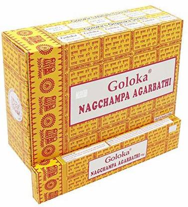Snehraje solution GOLOKA NagChampa Agarbathi Hand Rolled Masala Incense Sticks (Brown) -12 Packs of 15 Grams Each in a Box