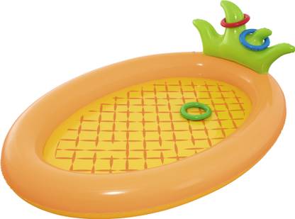 Bestway Inflatable Tropical Pineapple Ring Toss Play Pool 6.6 Ft. | Kids Play Pool 80" x 56" x 24"/2.03m x 1.43m x 61cm |Above 2 years kids Inflatable Swimming Pool