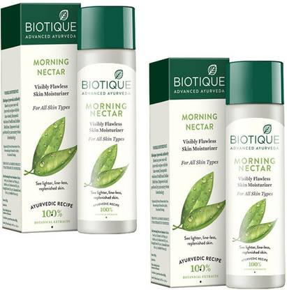 BIOTIQUE MORNING NECTAR Visibly Flawless Skin Moisturizer For All Skin Types 120ml Each