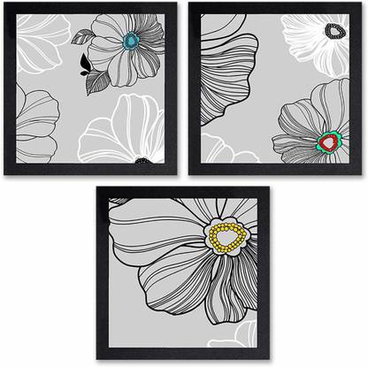 Poster N Frames Set of 3 painting of Beautiful Flower Art 0180 Digital Reprint 14 inch x 14 inch Painting