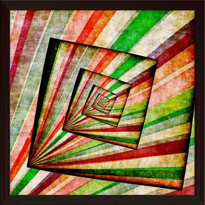 Artzfolio Abstract Background Colour & Shape Mix D6 Canvas Painting Dark Brown Synthetic Frame 12inch x 12inch (30.5cms x 30.5cms) Digital Reprint 12 inch x 12 inch Painting