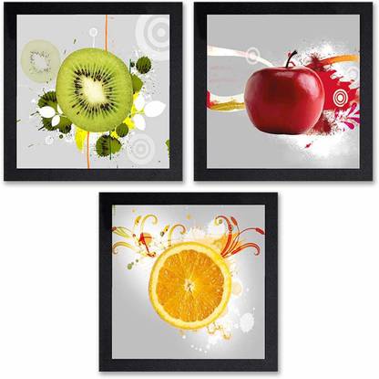Poster N Frames Set of 3 painting of Fruits Art 0207 Digital Reprint 14 inch x 14 inch Painting