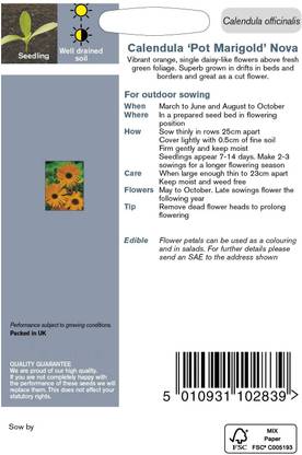 VibeX Flower - Calendula 'Pot Marigold' Nova Seed