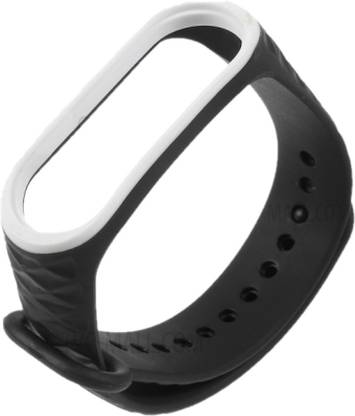 Microcart Silicone Strap for models Xiaomi Mi Band 3 and Mi Band 4, with Diamond design and Black & White color (Device not included) Smart Band Strap