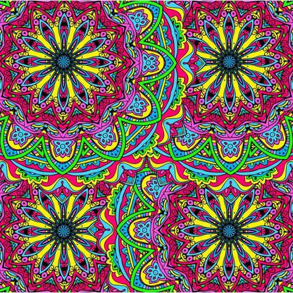 Artzfolio Abstract Psychedelic Traditional Motif Element Canvas Painting Wooden Stretching Canvas 20 inch x 20.1 inch Painting
