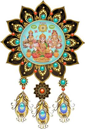 god & god's 61 cm Laxmi Ganesh Sarsawati G Wall Sticker 857 Self Adhesive Sticker