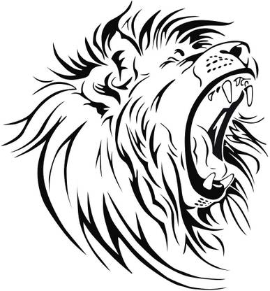 WALLDECORS 60.96 cm ANGRY LION ROARING IMAGE Self Adhesive Sticker