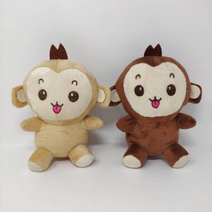 Lil'ted Mini monkey combo set of 2 soft toy ,stuffed toy for baby  - 18 cm