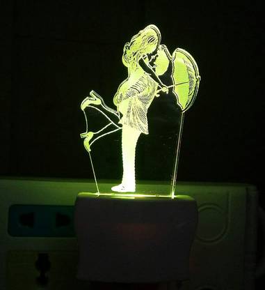 Hidden World Romantic Couple Love with Umbrella Acrylic 7 Colour Changing 3D Illusion LED Night Lamp for Bedroom/Hotel Birthday Gift Night Lamp Night Lamp