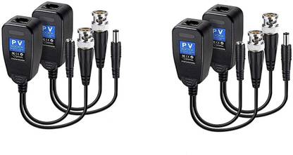 LipiWorld (Pack Of 2) 8MP (PV) Passive Video Balun BNC DC to RJ45 Network Transceiver AHD/TVI/CVI/CVBS for Full HD CCTV DVR Security Surveillance Camera System Wire Connector