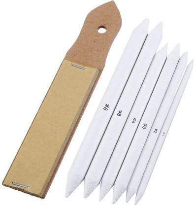 Definite White Paper Art Blending Stump and Tortillon for Student Artists Drawing Shading with Sand Paper for Sharpening Pastel Pencils and Cleaning Paper Stumps