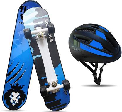 Jaspo Experts Dual Combo 27"x7" Anti Skid Skateboard with Grip Tape, Carry Bag and Helmet Skating Kit