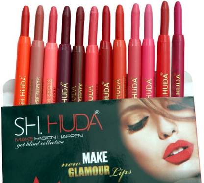 Sh.Huda Smudge Proof Matte Beauty Lipstick Combo Of 12 Pcs.