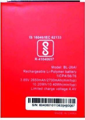 Lapvious Mobile Battery For  ITEL 2700 mAh Battery for BL-26Ai