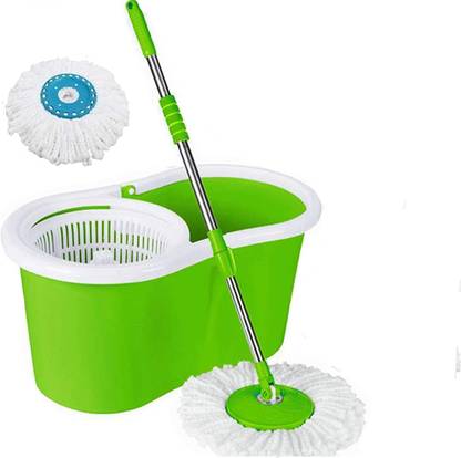 SURABHI Mop Bucket Magic Spin Mop Bucket Double Drive Hand Pressure with 2 Microfiber Mop Head Mop Set Mop Set