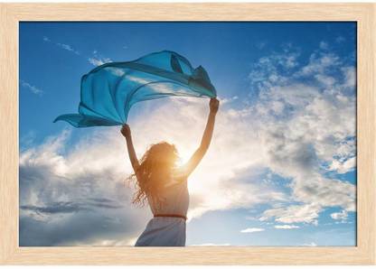 Artzfolio Arlio Beautiful Young Woman On Sunset Background Canvas Painting Natural Brown Synthetic Frame 23.5inch x 16inch (59.6cms x 40.6cms) Digital Reprint 16 inch x 23.5 inch Painting