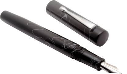 Ledos Vintage Look Handmade Click Century Acrylic FLEX Nib Marbled Black Fountain Pen