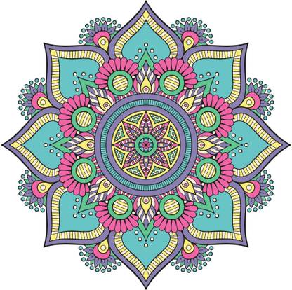 DivineDesigns 41 cm Rangoli Dots Sticker ( Size :- 16 X 16 inch ) Self Adhesive Sticker